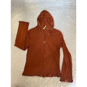 100% Cotton Lightweight Brown Zipup Cardigan